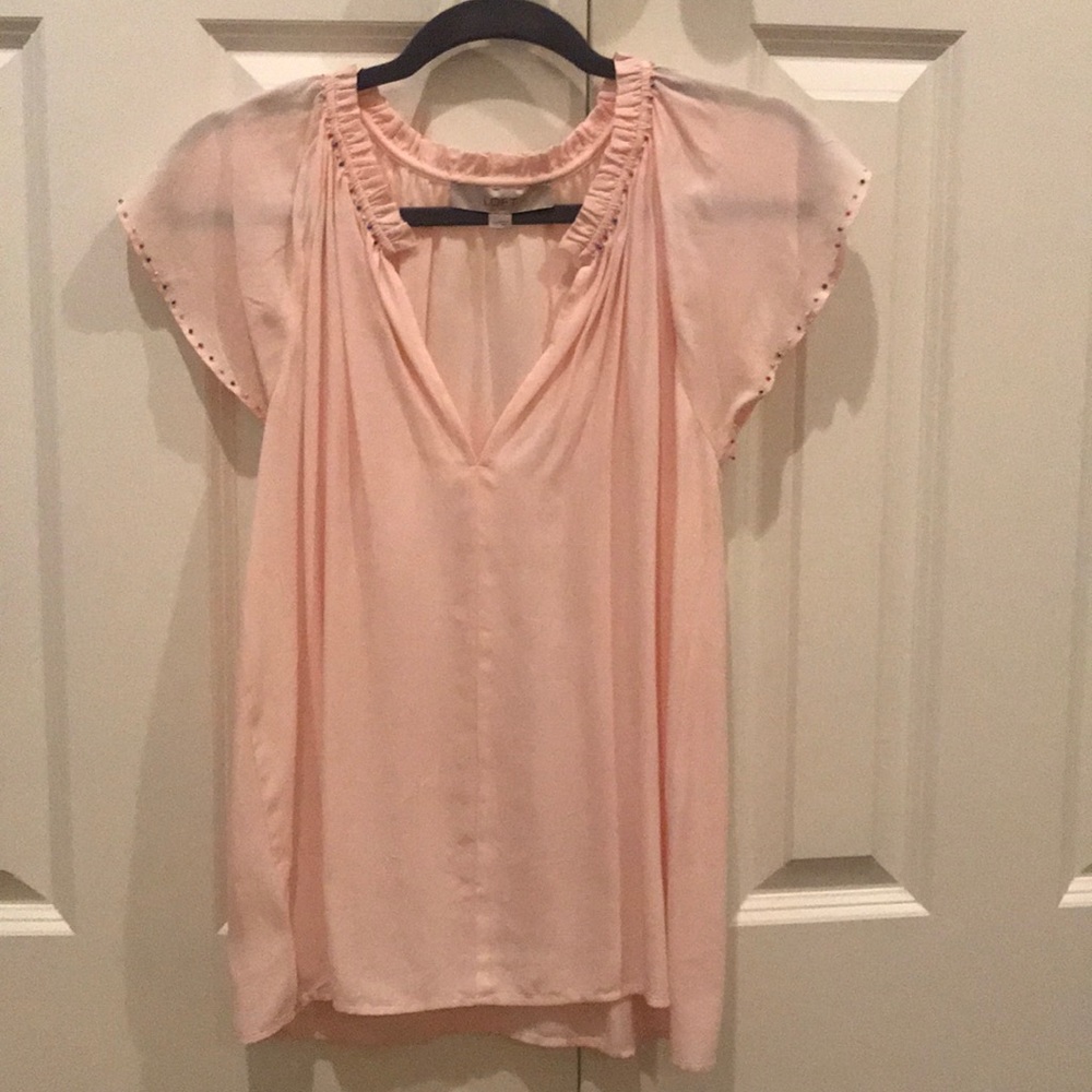 Loft XS light pink top with beading
